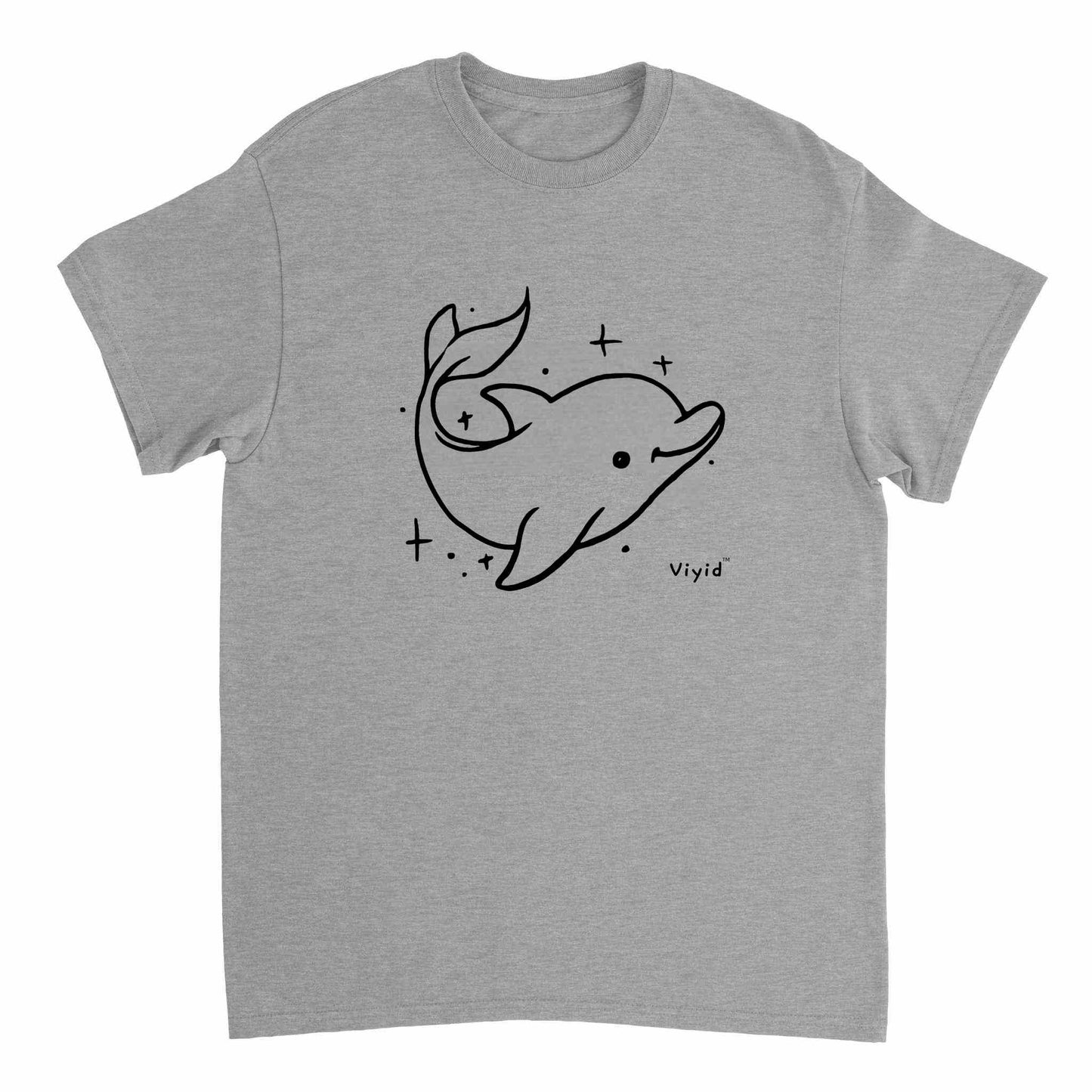 a doodle dolphin adult t-shirt sports grey