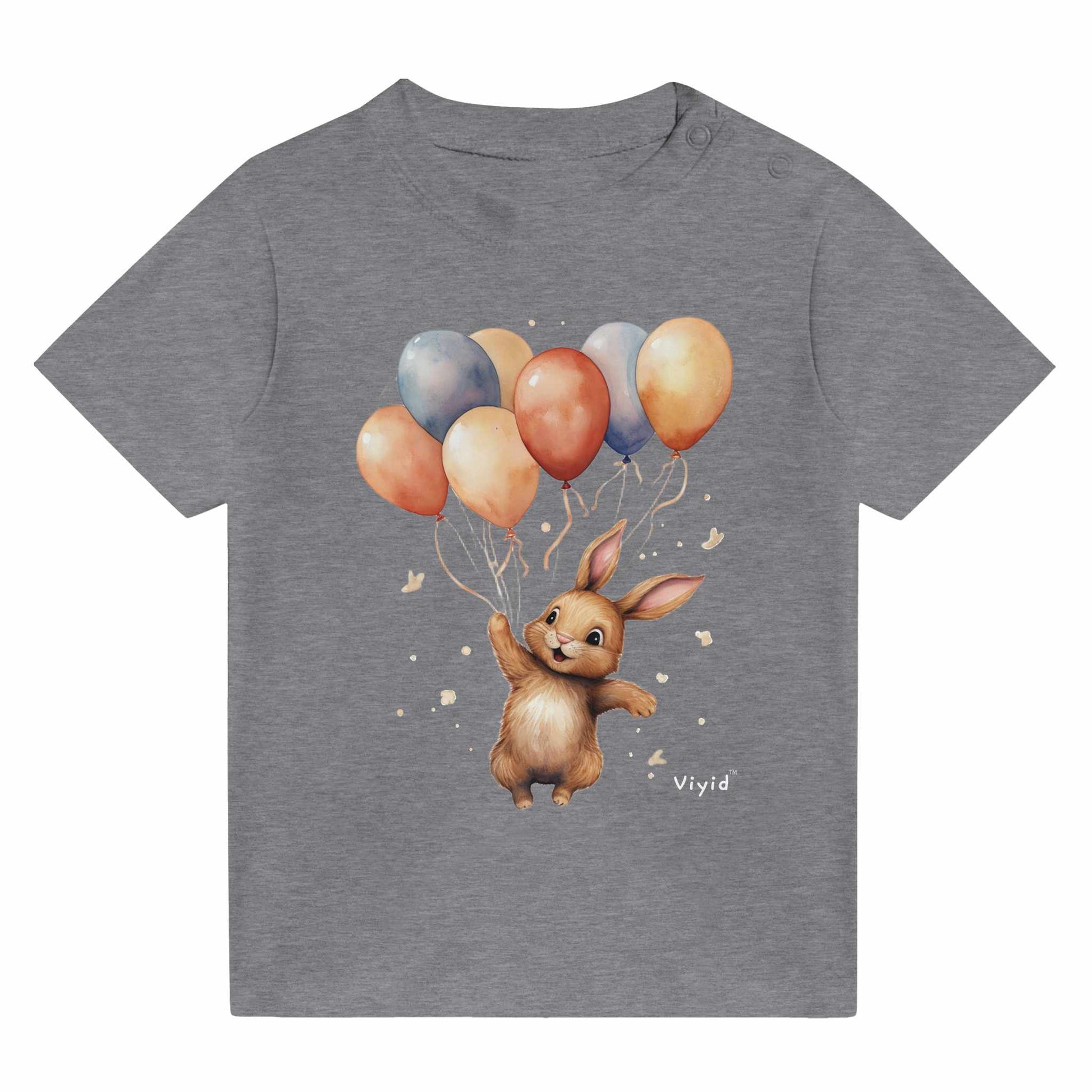 bunny with balloons baby t-shirt heather gray