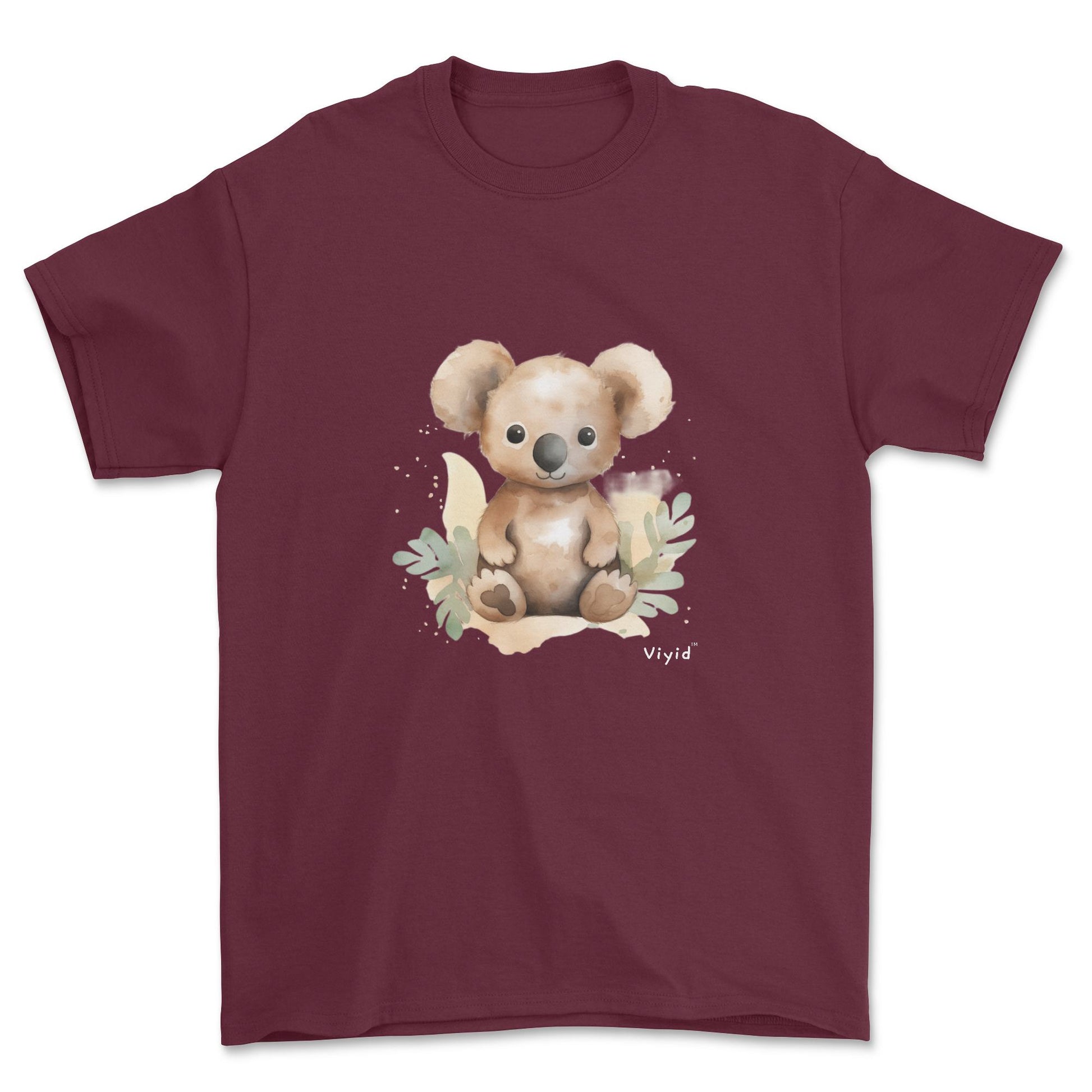 brown koala youth t-shirt maroon