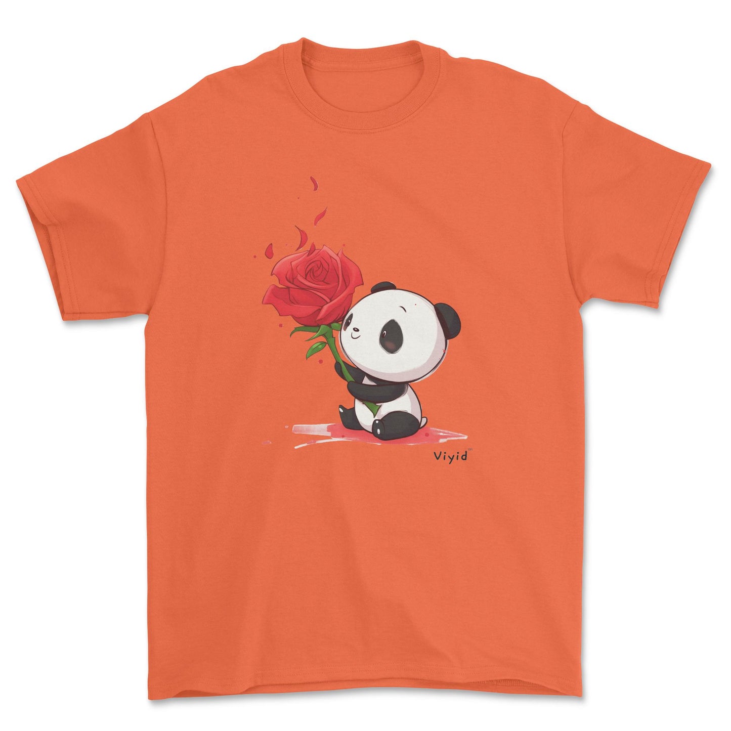 rose holding panda adult t-shirt orange