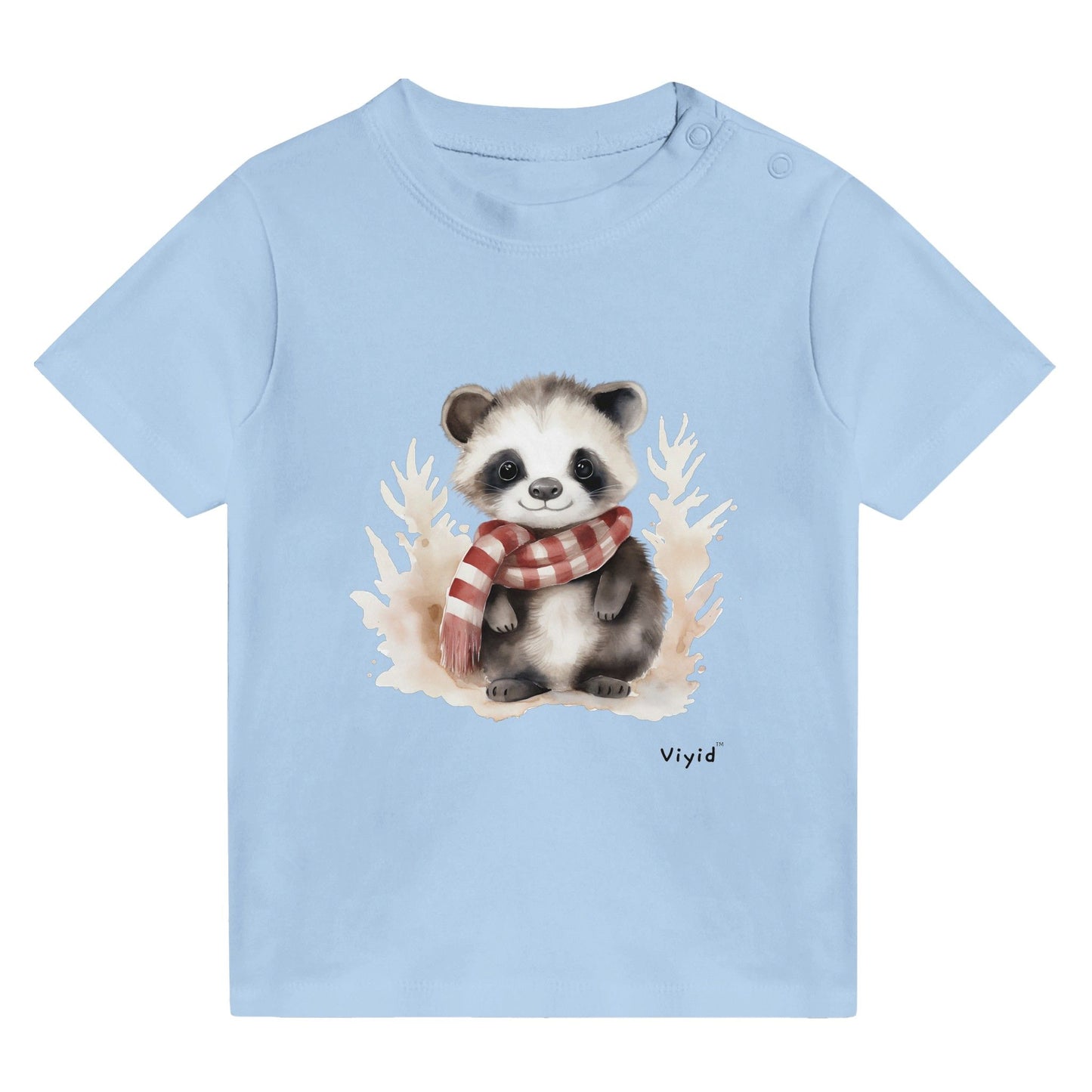 badger with scarf baby t-shirt baby blue
