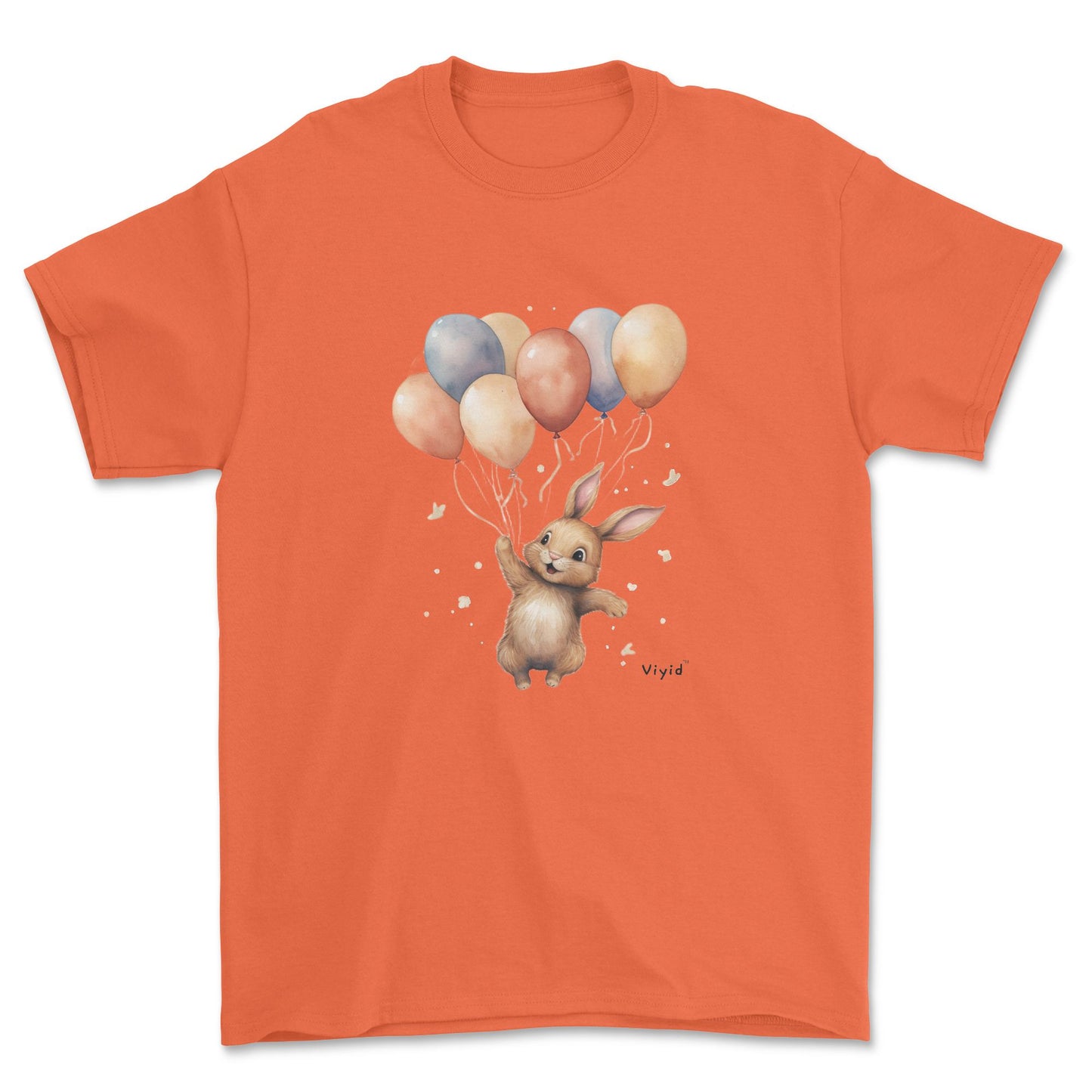 bunny with balloons adult t-shirt orange