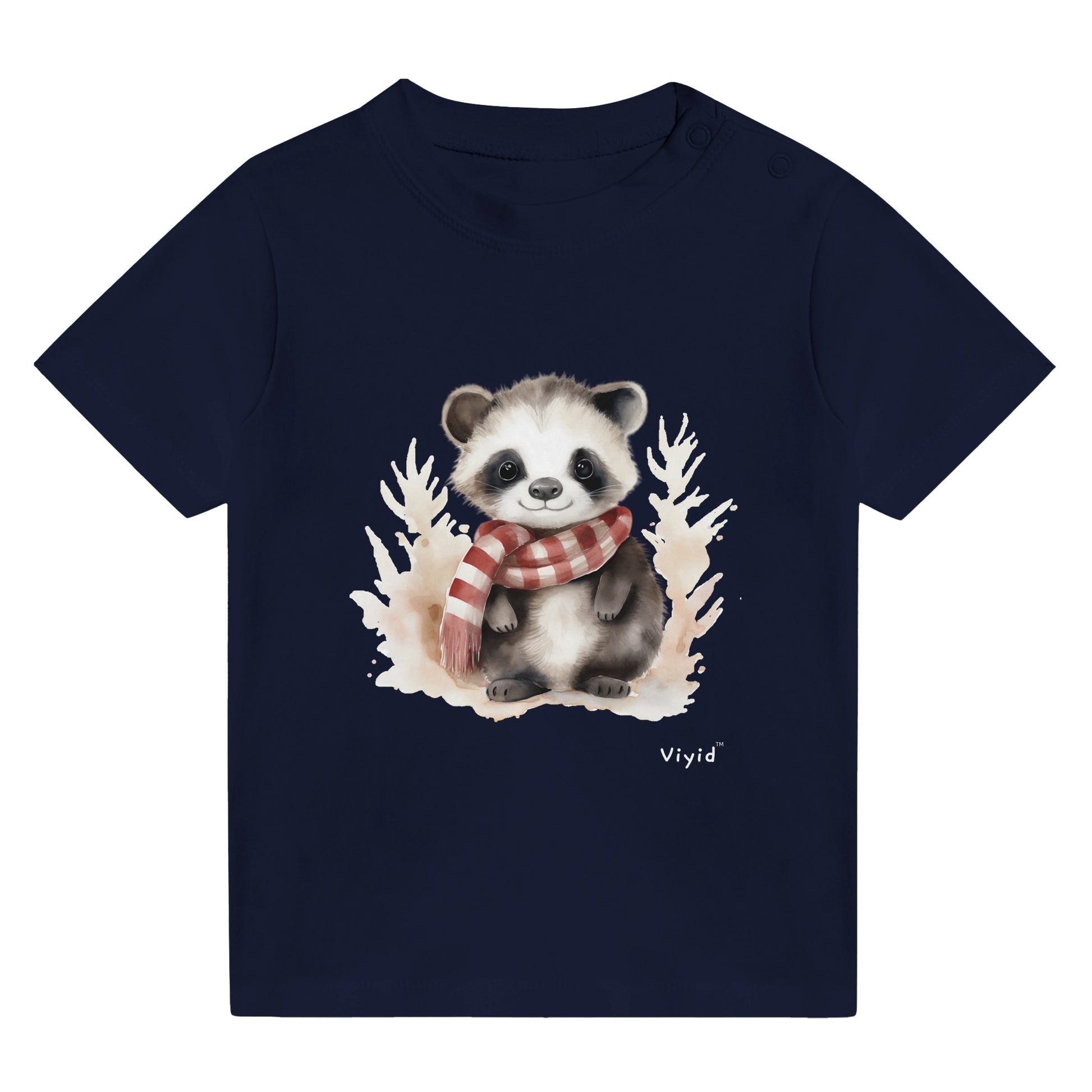 badger with scarf baby t-shirt navy