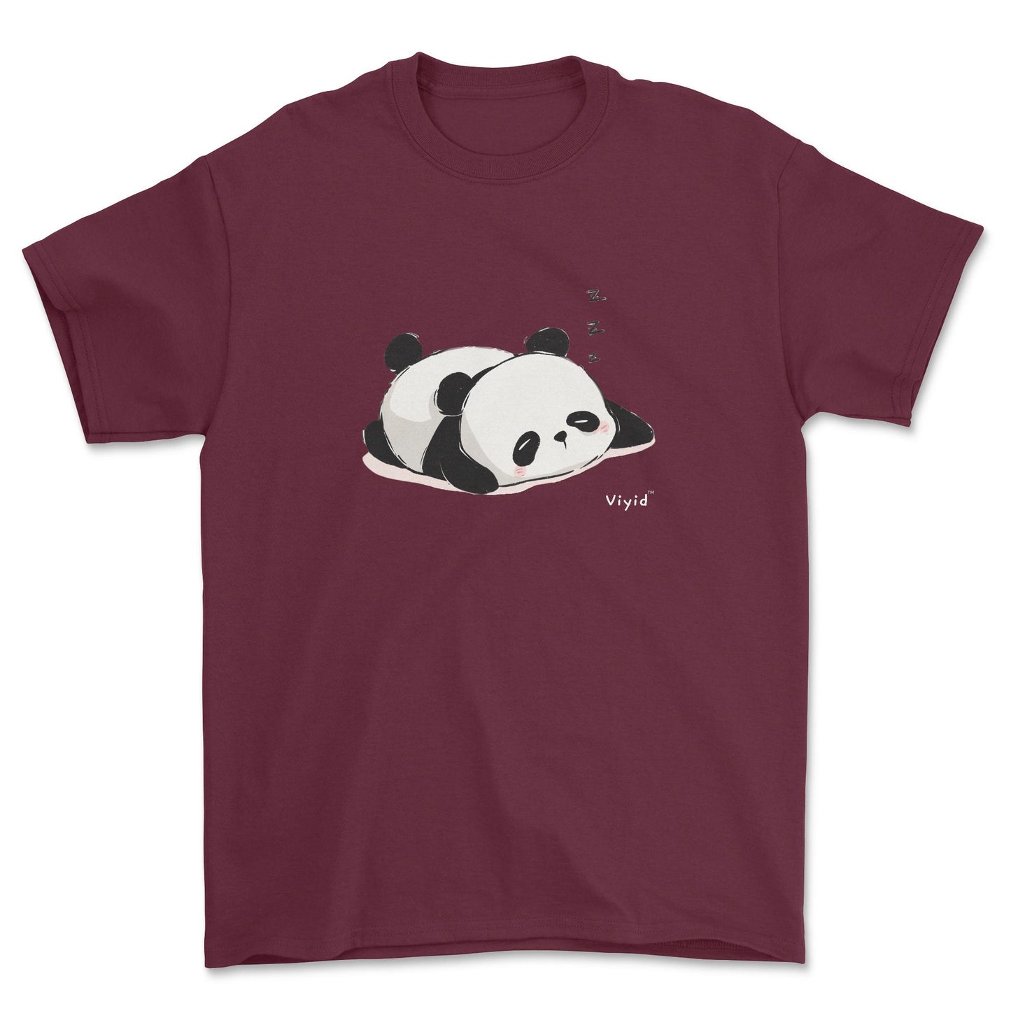 sleeping panda adult t-shirt maroon