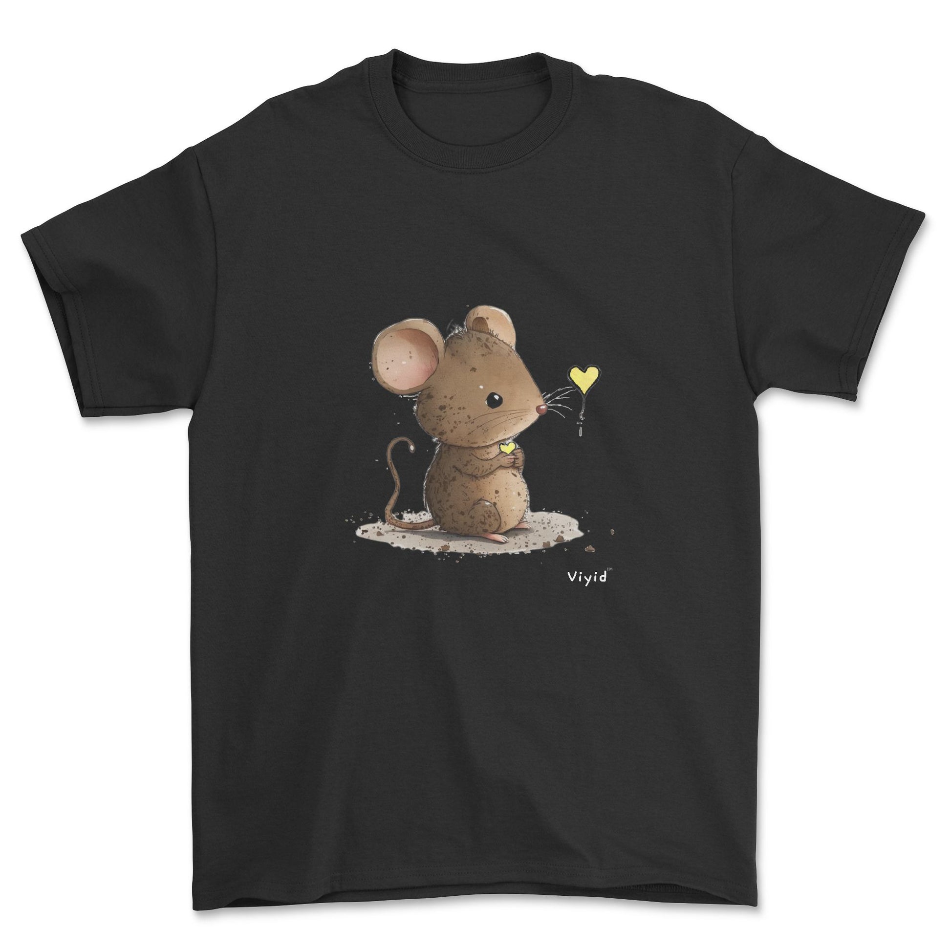 mouse with yellow heart adult t-shirt black