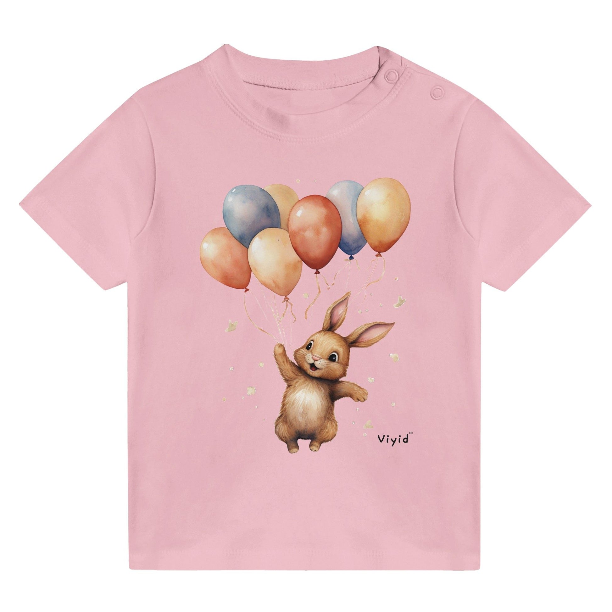 bunny with balloons baby t-shirt pink