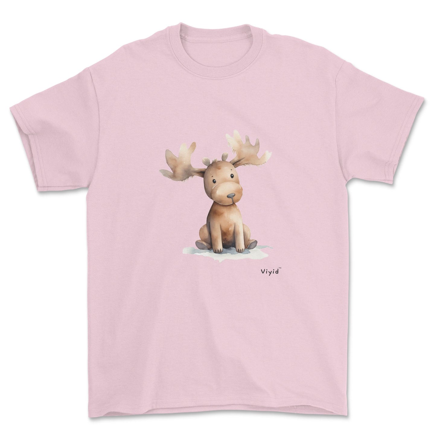 brown moose youth t-shirt light pink
