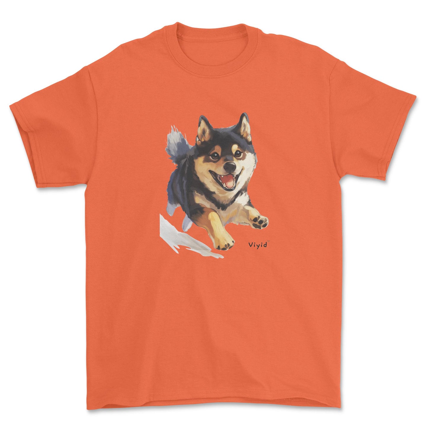 black and tan Shiba Inu adult t-shirt orange