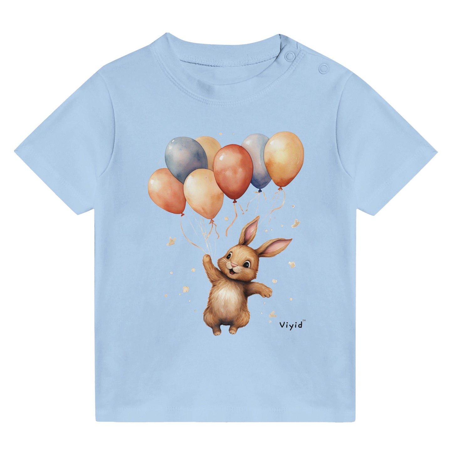 bunny with balloons baby t-shirt baby blue