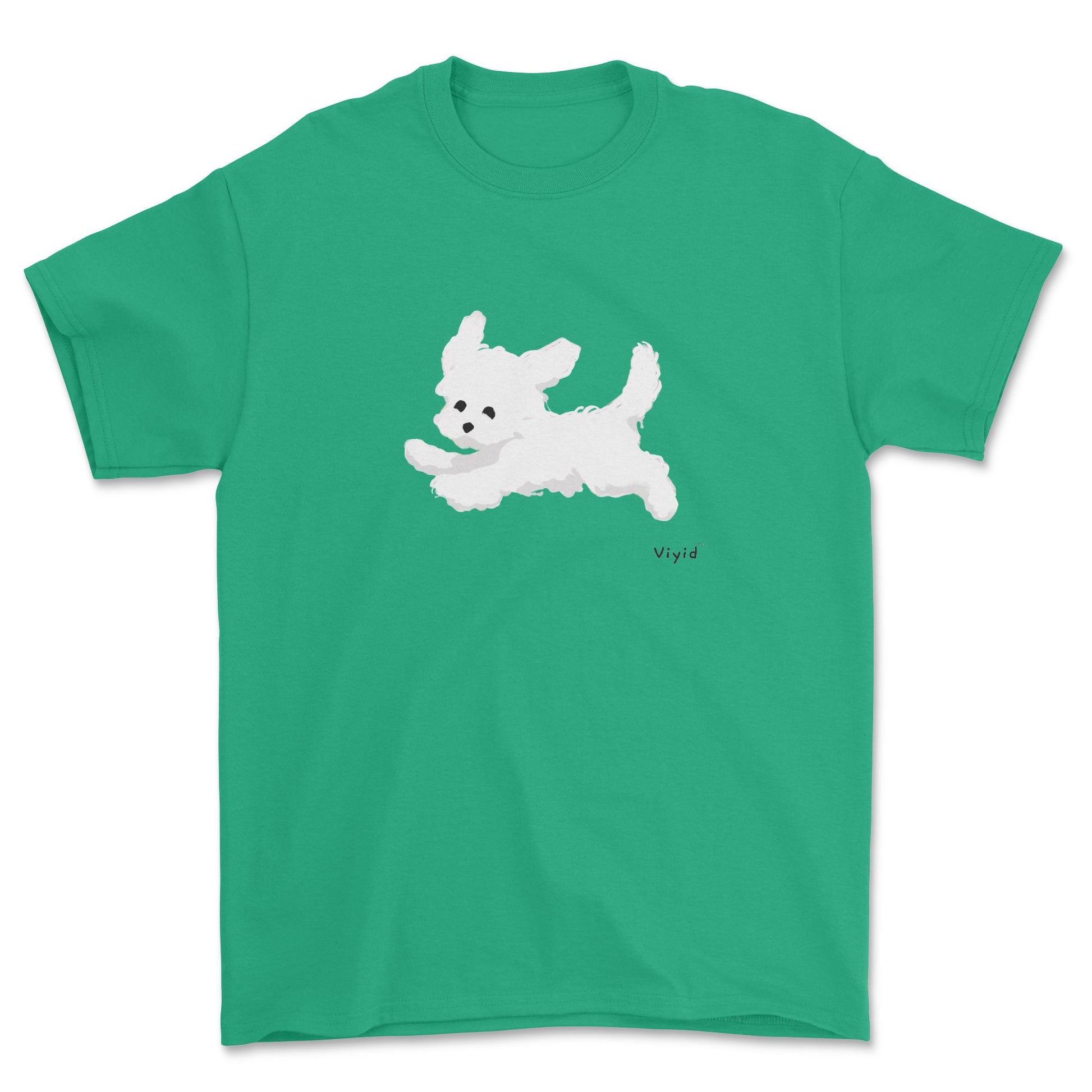 a running white Yorkie adult t-shirt irish green
