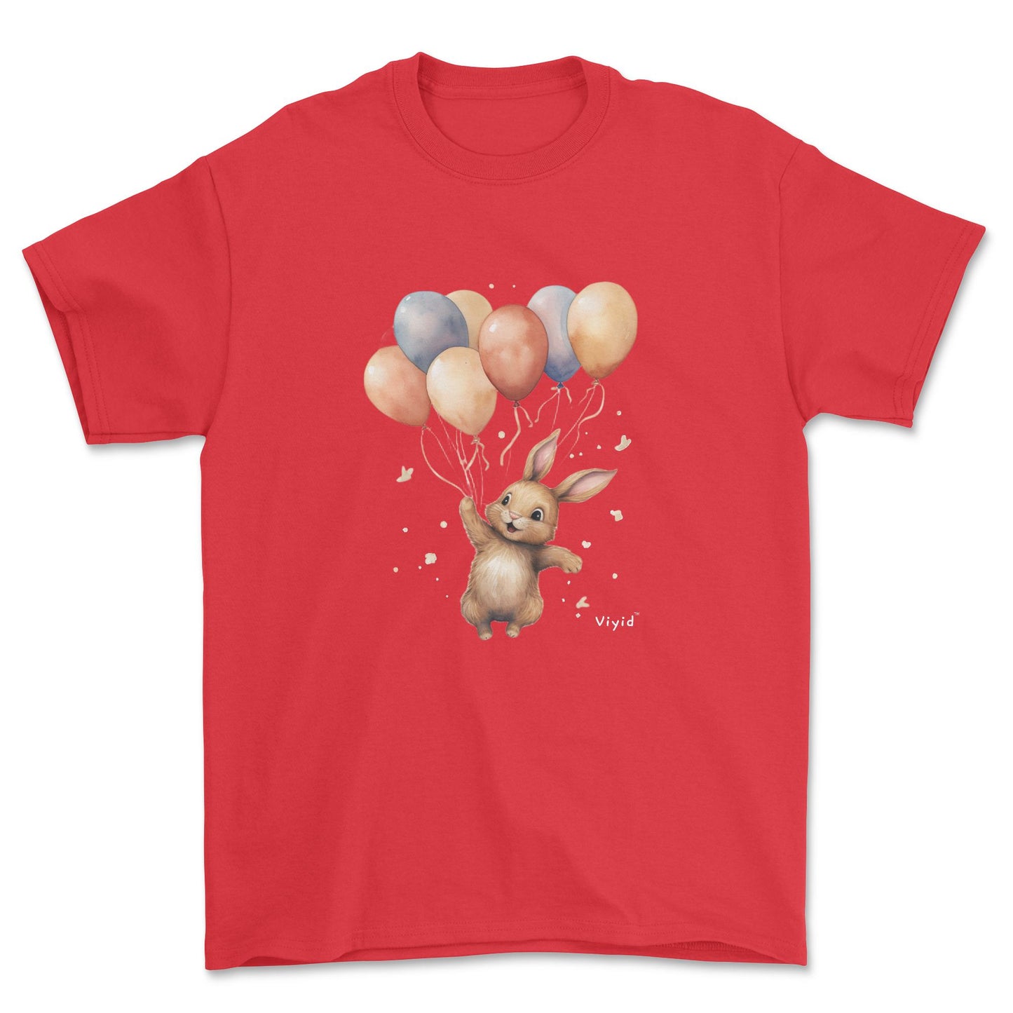bunny with balloons adult t-shirt red