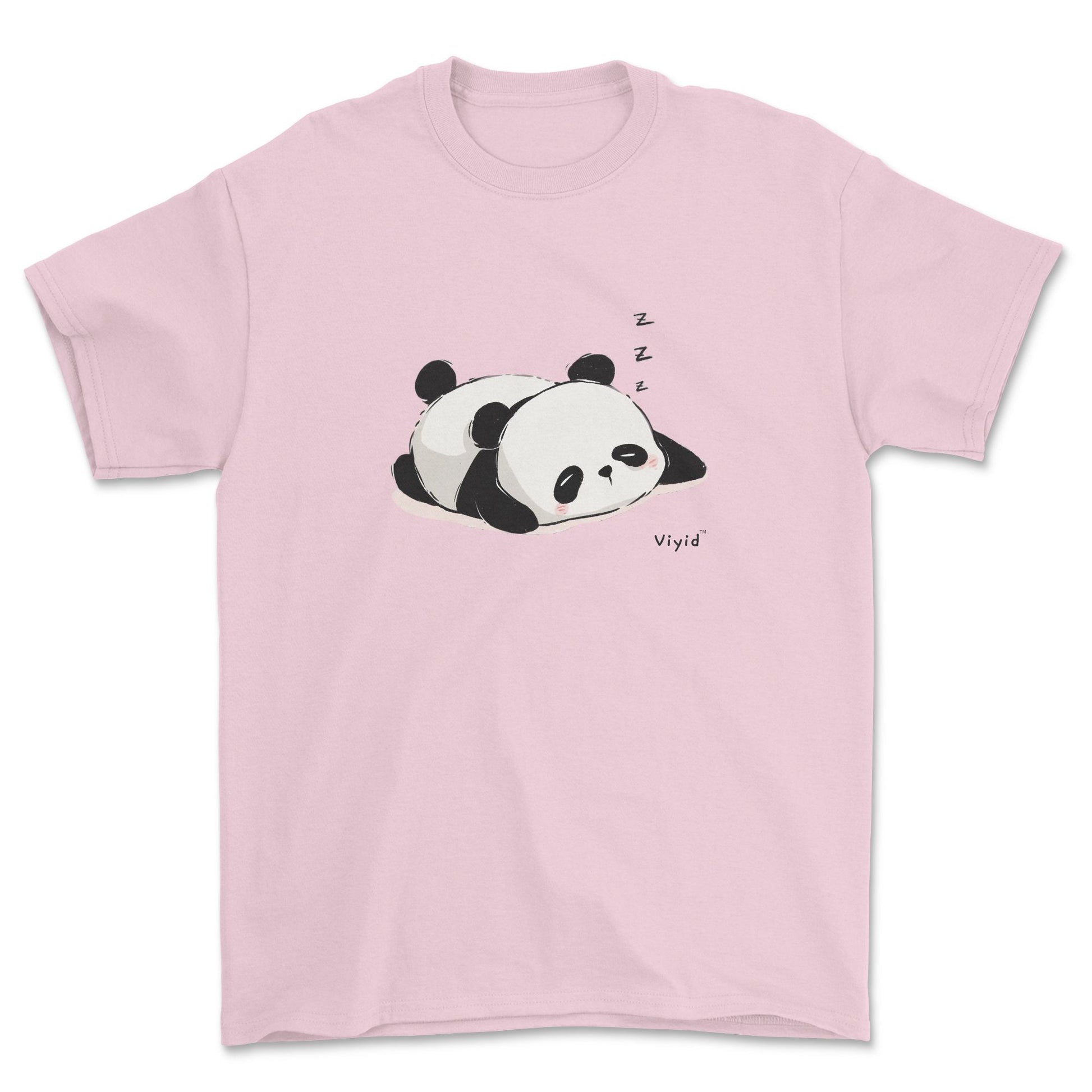 sleeping panda adult t-shirt light pink